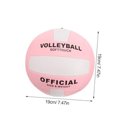 DECHOUS Soft Indoor Volleyball PU Durable Training Ball for Middle School Entrance Exam with Eye Catching Pink White Design and Standard Stitching