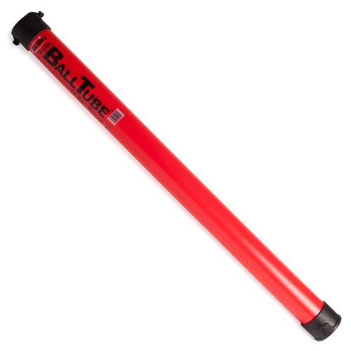 Gamma Sports Tennis Ball Tube Pickup – 18-Ball Capacity with Carry Strap and Durable Rubber End Caps with Fence Clips – Quick Court Cleanup Tool for Players, Coaches & Instructors - color: Red