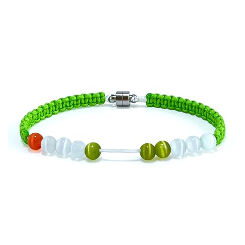 Magnetic Clasp Golf Stroke Counter Bracelet | Handmade Durable Military Paracord | Scorekeeper Golf Bag Accessory for Golfers | 10 Color-Coded and 6mm Cat Eye Beads | Unique Holiday Gift - color: Green(7.5 In/Suitable for Men or Women)