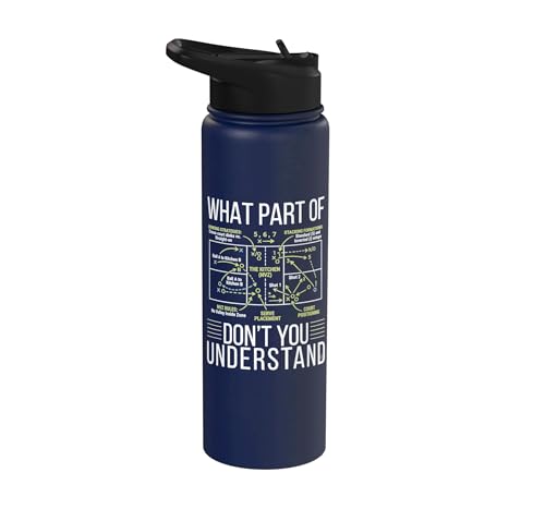 Pickleball Strategy Diagram Funny Sports Stainless Steel Insulated Water Bottle - color: Navy Blue