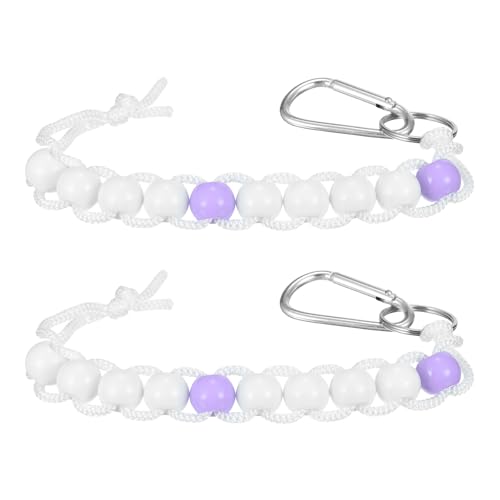 Golf Beads Counter, Golf Ball Beads Bracelet Count Stroke Score Acrylic Sports Keeper Putting with Hook for Golfer - color: Light Purple 2/ White 8