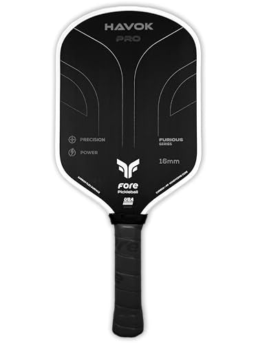 Havok Pro Pickleball Paddle: Carbon Fiber Surface for Enhanced Power, Precision and Maximum Spin - Large Sweet Spot and USAPA Approved - color: Black