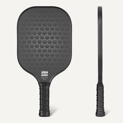 Amazon Basics Pickleball Paddles Set of 2, USAPA Approved Carbon Fiber Paddle with 4 Balls, Lightweight Pickle Ball Rackets, Carry Bag & Grips - color: Black