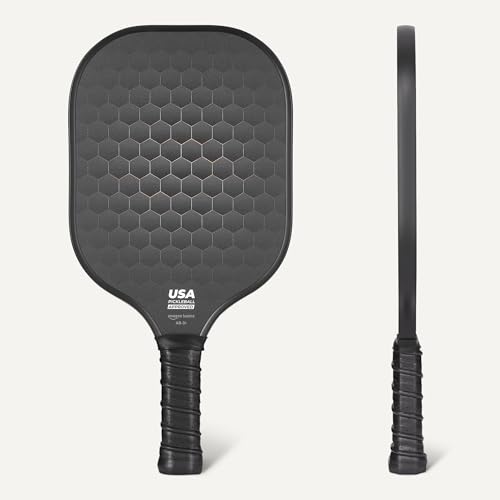 Amazon Basics Pickleball Paddles Set of 2, USAPA Approved Carbon Fiber Paddle with 4 Balls, Lightweight Pickle Ball Rackets, Carry Bag & Grips - color: Black