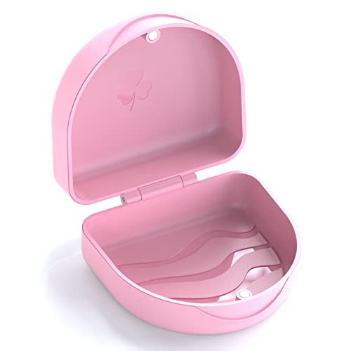 Aligner and Retainer Case, Professional Orthodontic Storage Box for Braces, Night Guards & Mouth Guards, Slim & Portable Travel Essential-Pink - color: F-PINK