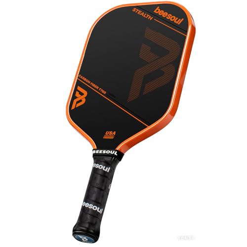 Beesoul Pickleball Paddle with Thermoformed T700 Raw Carbon Fiber Surface, Built for Max Spin Power and Control with 16mm Power Honeycomb Core Large Sweet Spot, USAPA Approved - color: Orange