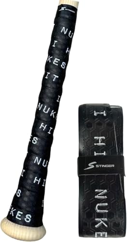 Stinger Sports Premium Polymer Bat Grip (Baseball and Softball) - color: 3-Pack: Black/White/I Hit Nukes