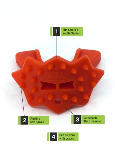 Loudmouth Football Mouth Guard - 3D SpikeSurge Football Mouthpiece with Strap, Fits Adult & Youth, Mouth Guard Football Accessories (Bengal Orange) - color: Bengal Orange