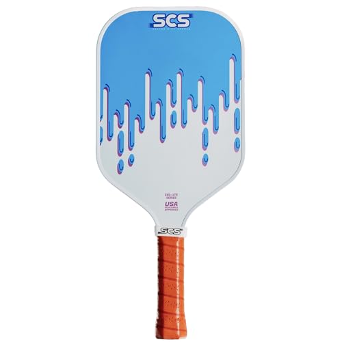 SCS Carbon Fiber Pickleball Paddle – USAPA Approved 2024 – Lightweight, Enhanced Spin, Sure-Grip Handle – Evo-Lite Series for Intermediate Players - color: Drippy