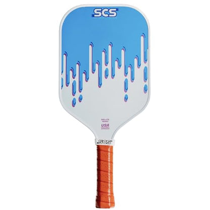 SCS Carbon Fiber Pickleball Paddle – USAPA Approved 2024 – Lightweight, Enhanced Spin, Sure-Grip Handle – Evo-Lite Series for Intermediate Players - color: Drippy
