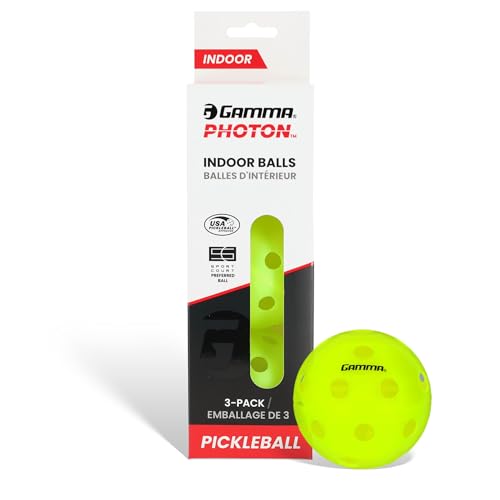 Gamma Sports Photon Indoor Pickleball Balls, USAPA Approved, Pickleball Accessories, Pack of 03 - color: Yellow, size: 3 Pack
