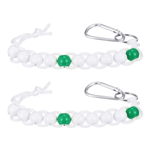 Golf Beads Counter, Golf Ball Beads Bracelet Count Stroke Score Acrylic Sports Keeper Putting with Hook for Golfer - color: Green 2/ White 8