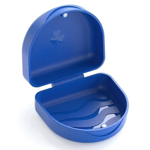 Retainer Case for Aligners and Braces - Orthodontic Storage Box for Night Guard, Mouth Guard, Denture - Slim Travel Container with Ventilation Holes, Portable for Pocket or Purse - Blue - color: BLUE