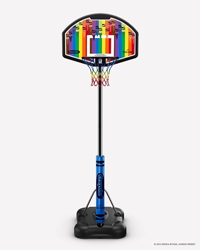 Spalding X Crayola 32" Molded Eco-Composite Telescoping Portable Basketball Hoop with Mini Court Marking Kit