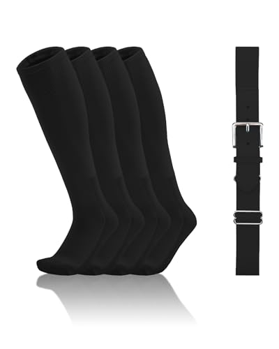 QBK Toddler Baseball Socks And Belt Youth Softball Tee Ball Combo Set for Boy Girl (2 Pairs of Socks & 1 Belt)