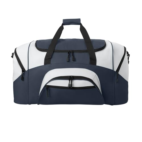Personalized Large Duffel Bag, Football, Soccer, Basketball, Baseball Duffle Bag, Athlete Gift, Sport Bag, Embroidered Name, Navy/Grey - color: Navy/Grey