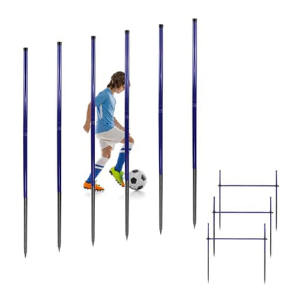 Agility Poles, 6 Pack 4.9FT Metal Soccer Training Poles Adjustable Agility Hurdles Training Equipment