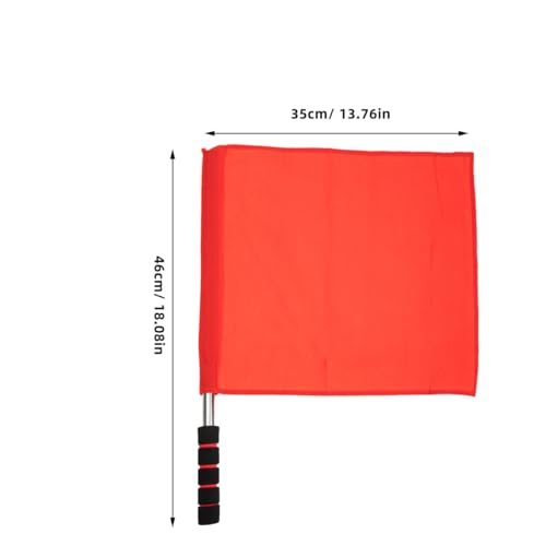 Happyyami Commanding Flag Set with Comfortable Sponge Handle & Stainless Steel Poles 18.11X13.77In High Visibility Red Traffic Signal Flags for Soccer Linesman and Outdoor Sports