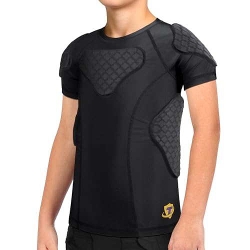 DGXINJUN Youth Padded Shirt Chest Rib Heart Guard Protector Kids Shirt for Football Rugby Lacrosse Baseball Softball