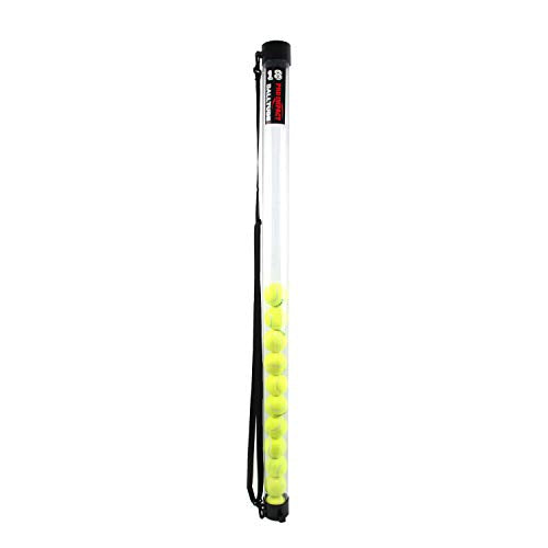 Tennis Ball Hopper with Shoulder Strap - Lightweight & Durable Ball Picker - Holds 18 Balls - Perfect for Tennis Players, Coaches, and Trainers - color: Clear