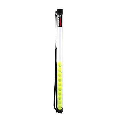 Tennis Ball Hopper with Shoulder Strap - Lightweight & Durable Ball Picker - Holds 18 Balls - Perfect for Tennis Players, Coaches, and Trainers - color: Clear
