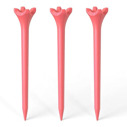 SAPLIZE Upgraded 4-Prong Golf Tees Plastic, 50/100/120/200 Pack (1-1/2", 2-3/4'', 3-1/4"), Engineered to Reduce Friction & Side Spin, Unique Golf Gifts for Golfers - color: Pink (100pcs, 3-1/4")