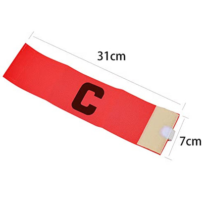 5 Pieces Elastic Football Soccer Captain Armband Adjustable Outdoor Football Player Bands for Youth Adult (Red)