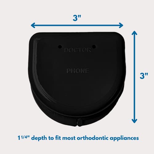2 Pack of Retainer Cases (Available in Various Color Options); for Retainers, Dentures, Mouth Guards, and other Accessories. With Vent Holes and Write-on I.D. Area, Secure Snap Closure (Clear)