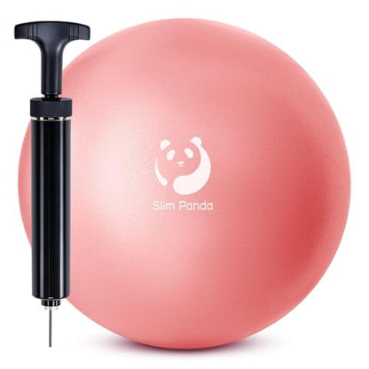 Slim Panda 9 Inch Pilates Ball - Anti-Burst Mini Yoga Ball with Needle Valve Pump - Small Exercise Core Ball for Barre, Stability & Physical Therapy