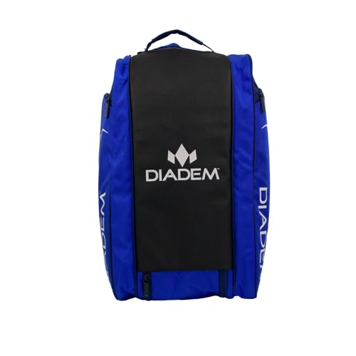 Diadem Tour V3 Paddle Backpack Bag - Spacious Pickleball Gear Bag with 10 Paddle Capacity | Shoe Compartment | Neoprene Side Pockets | Stylish and Durable | Blue with White Trim