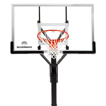 Silverback 54" Height Adjustable In-Ground Basketball Hoop with Tempered Glass Backboard, Pro-Style Breakaway Rim & Backboard Pad