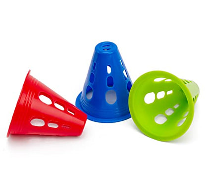 Famgee 3 Inch Plastic Windproof Slalom Cones Inline Roller Skating Cones Pile Cup Roadblocks Traffic Road Cones Set with Holes for Skate Practice Sport Training - color: 5 Colors 20 Pcs Style 2