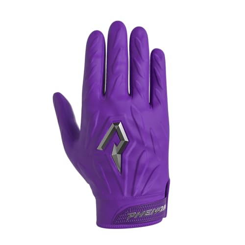 Phenom Elite Quantum Fierce Padded Football Gloves – Team Color | Lightweight, Protective Receiver Gloves for Kids - color: Purple, size: Youth Medium