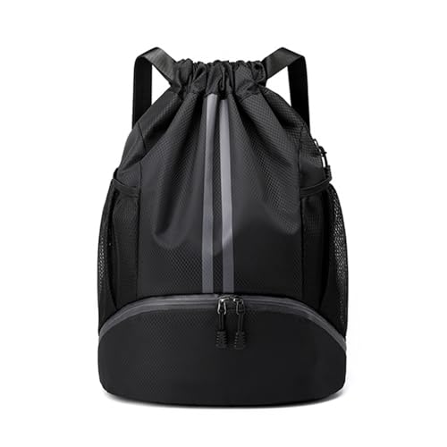 Valleycomfy Sports Drawstring Backpack - Water Resistant String Bag with Side Mesh Pockets Shoe Compartment Gym Backpack for Women & Men Black - color: A-black