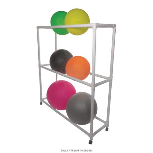 Champion Sports Ball Storage Cart, White, 62 InchL X 18.5 Inch W X 67 InchH - style: Ball Storage Cart (62"L x 18.5"W x 67"H)