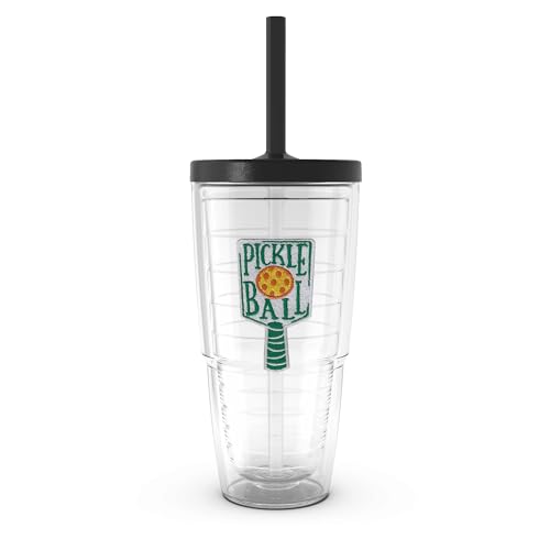 Tervis Pickleball Made in USA Double Walled Insulated Tumbler Travel Cup Keeps Drinks Cold & Hot, 24oz with Straw Lid, Classic - style: GAME ON