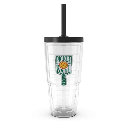 Tervis Pickleball Made in USA Double Walled Insulated Tumbler Travel Cup Keeps Drinks Cold & Hot, 24oz with Straw Lid, Classic - style: GAME ON
