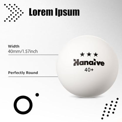 Hanaive 80 Pcs 3 Star Table Tennis Balls, 40+mm ABS Training Table Tennis Balls Bulk for Practice Competition and Recreational Play, Indoor and Outdoor Compatible - color: White