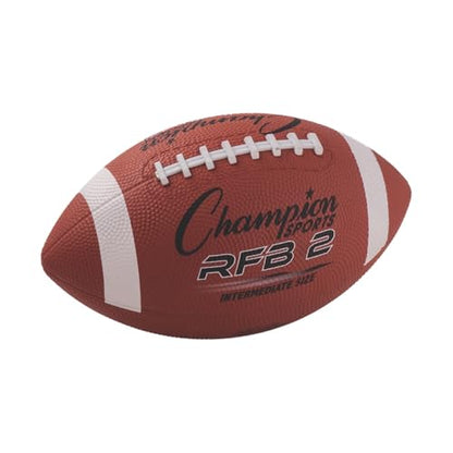 Champion Sports Rubber Football – Durable All-Weather Ball for Pee Wee to Official Sizes, Indoor & Outdoor Play - style: Intermediate Size