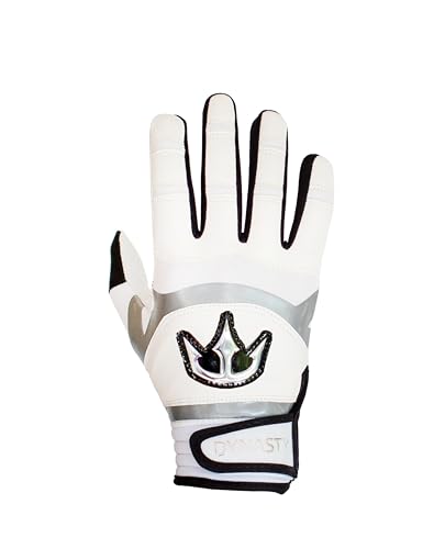 Lightning Series Batting Gloves - Premium Goat Skin Leather, Youth & Adult Sizes - color: White, size: Youth Medium