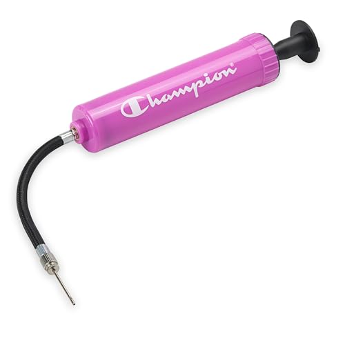 Champion Replacement Ball Pump with Metal Inflation Replacement Needles for Sports Balls with Compact Case, Compatible with Most Pumps for Basketball, Soccer, Football, Volleyball & Yoga Balls - color: Pink/Black, style: Classic