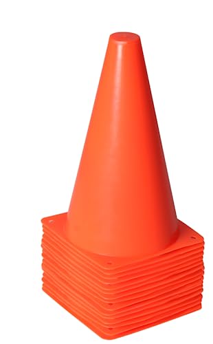 Alyoen 9 inch Orange Traffic Cones, Plastic Sport Cones, Soccer Training Cones for Outdoor Activity & Festive Events (Sets of 10/15/ 20) - color: 15 Pack-Orangek