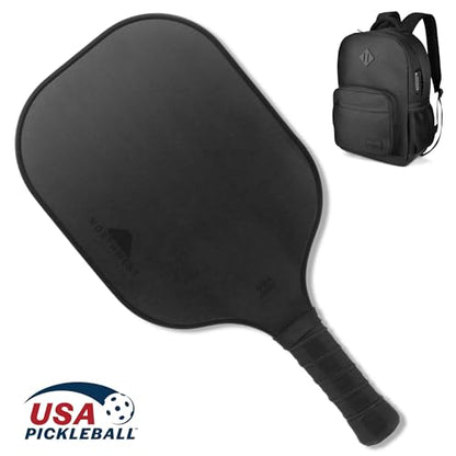Pickleball Backpack with Built-In Combination Lock + USAPA Approved Pickleball Paddle – Black