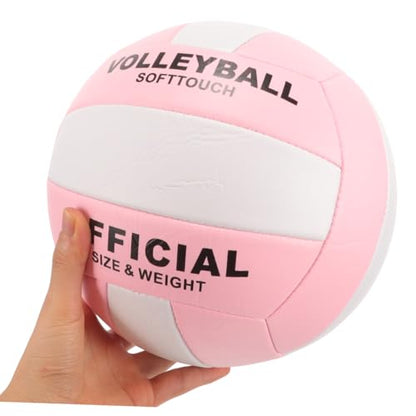 Soft Touch PU Volleyball for Indoor Training and Official Matches Ball with Control and Stability Eye-catching Pink and White Design for Sports Equipment