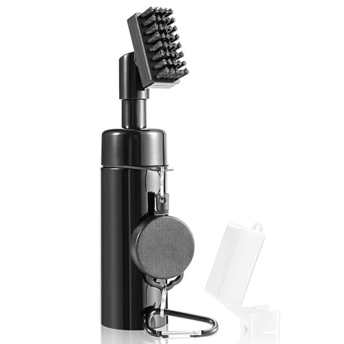 Aluminum Carabiner Non-Slip Handle Magnetic Lock Buckle, Golf Club Brush Club Groove Cleaner with Water Bottle & Spray