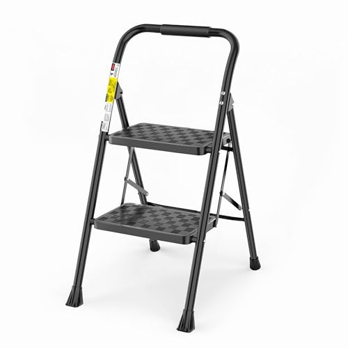 HBTower 2 Step Ladder, Step Stool for Adults,2 Step Ladder Folding Step Stool with Wide Pedal Ergonomic Design - size: 2-Step