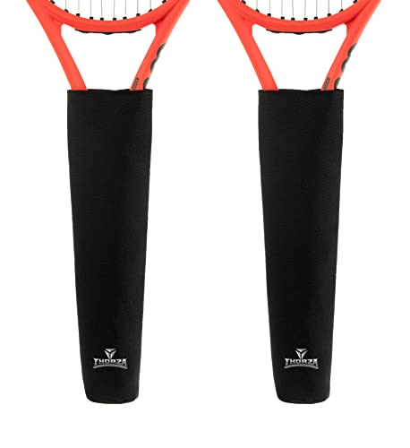 Thorza Tennis Racket Grip Cover, Black, Removable Protective Handle Wrap for Storage and Bag Transport, Universal Racket Accessory for Active Players