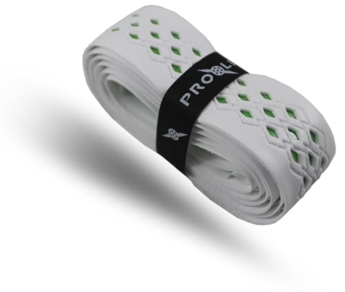 No-Sweat Diamond Grip for Pickleball Paddles, Tennis, Racquetball - color: White w/ Green Underlay, size: 1-Pack