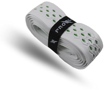 No-Sweat Diamond Grip for Pickleball Paddles, Tennis, Racquetball - color: White w/ Green Underlay, size: 1-Pack