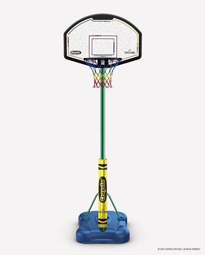Spalding X Crayola 32" Molded Eco-Composite Telescoping Portable Basketball Hoop with Mini Court Marking Kit